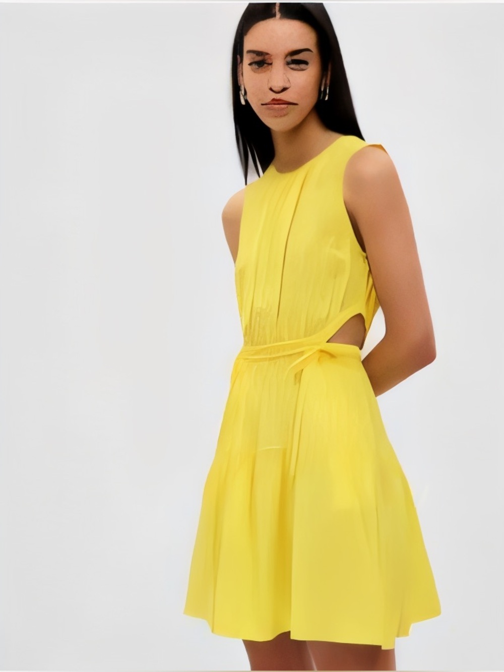 GAP Yellow Tie-Waist Cutout Mini Dress Medium NWT